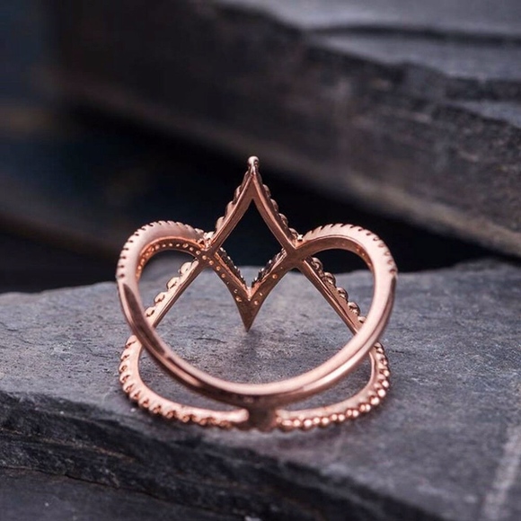 Sterling Silver Simulated Diamond Rose Gold Ring - Picture 2 of 11